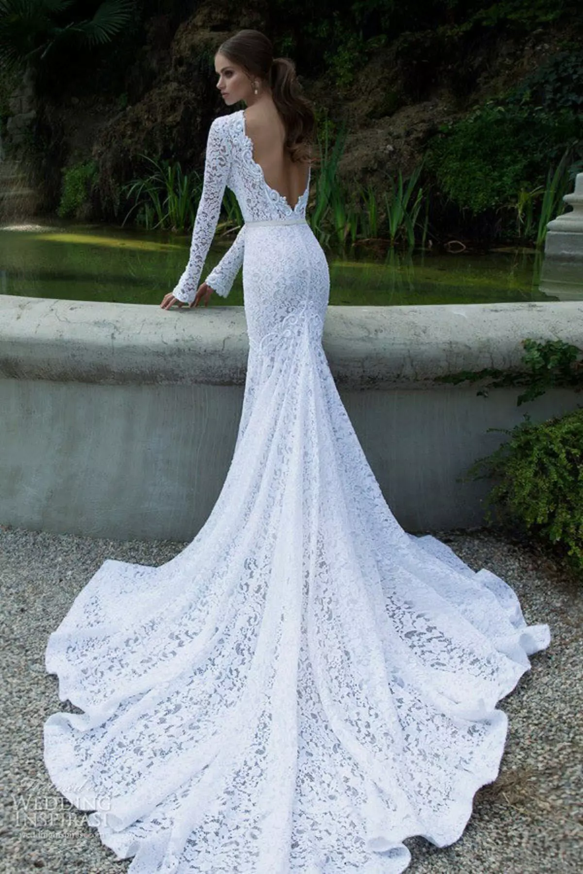Lace loop wedding dress.