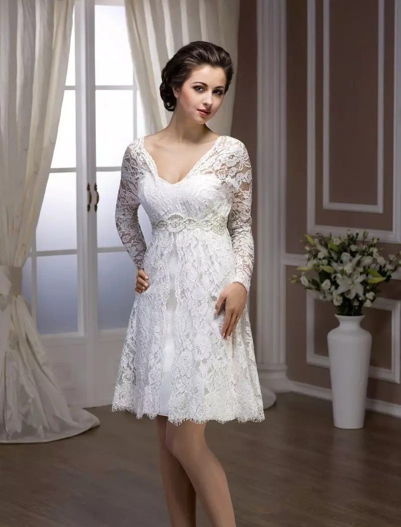Wedding Dress Lace Maikling Long Sleeve.
