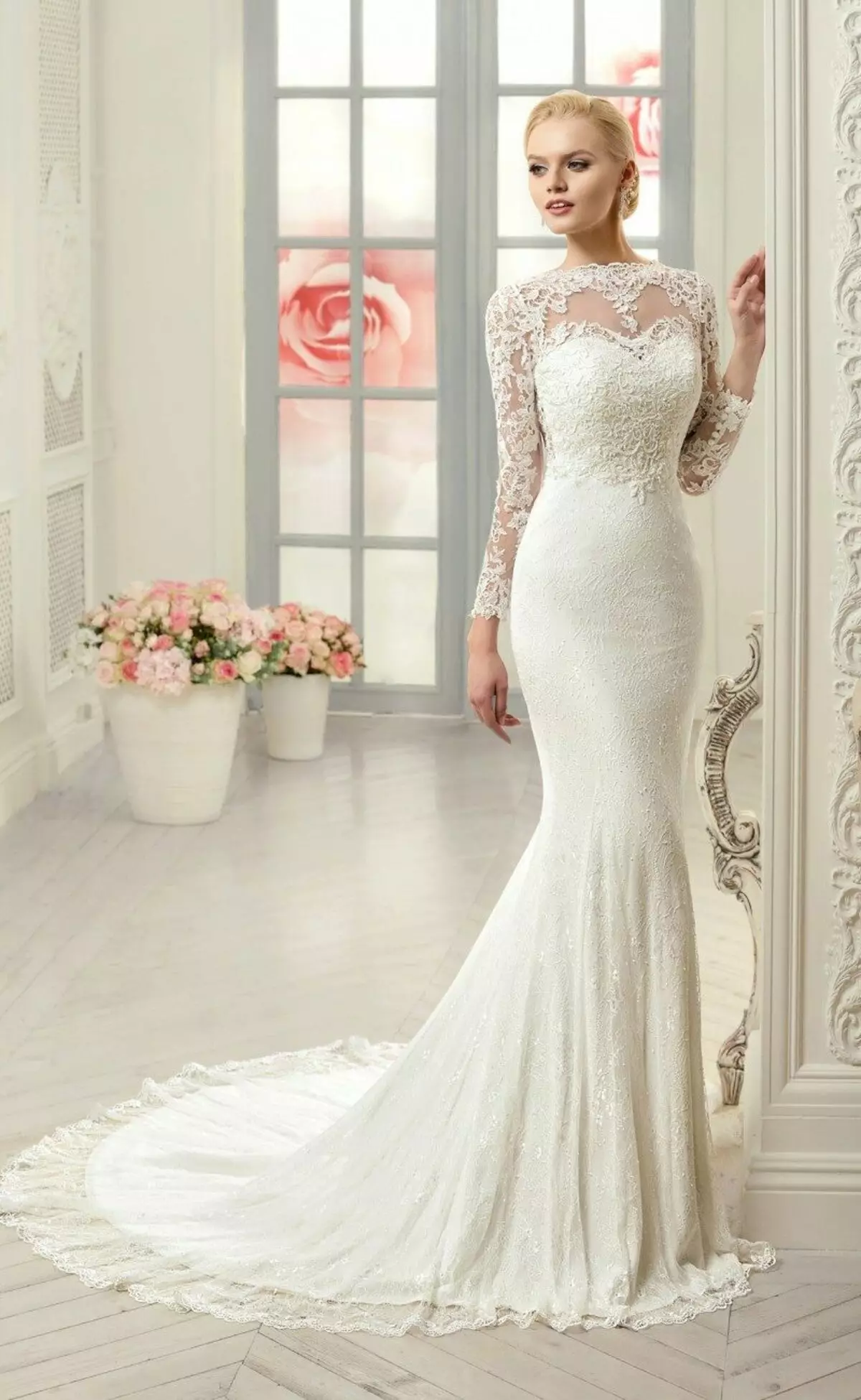 Lace Wedding Dress Mermaid Long Sleeves