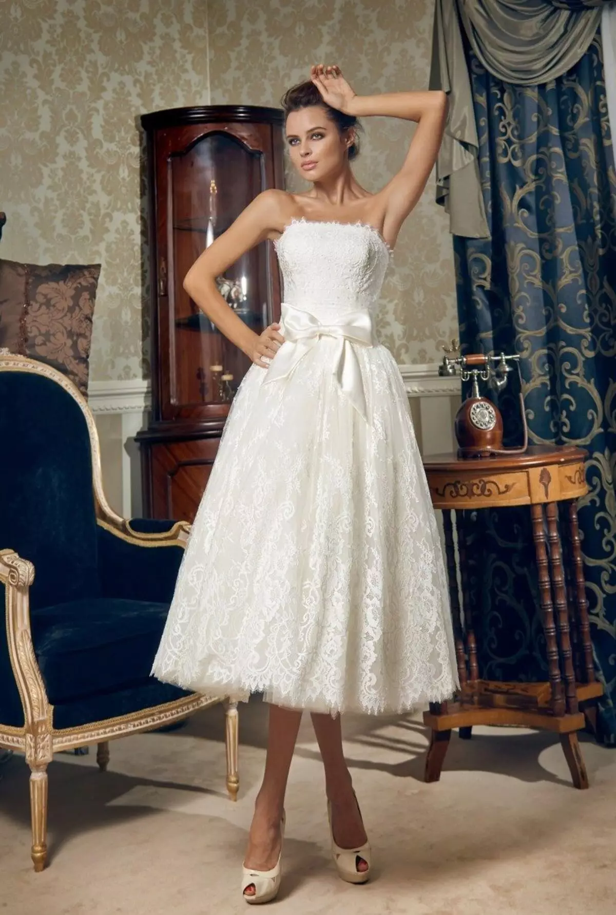 Midi Lace Wedding Dress.
