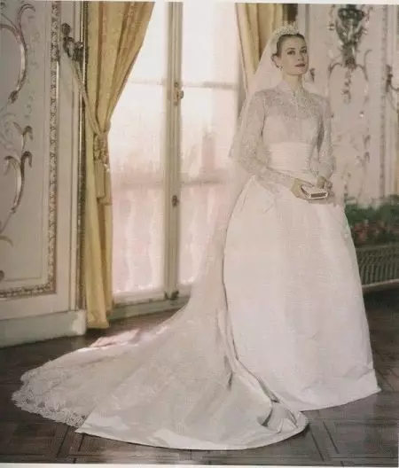 Gaun pengantin dengan kabel rahmat Kelly