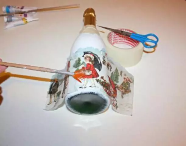 Botol Decoupage (72 Foto): Hiasan Kertas Tandas dan Telur Kerang Dengan Tangan Anda sendiri, Kelas Induk pada Botol Decoupage Volumetrik untuk Lelaki Pada 23 Februari, Menghias Dengan Shebbi-Chic 19088_44