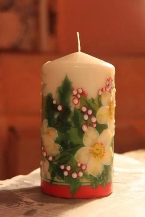 DecoPage of Candles: çîna master li ser decoupage bi napikên candles ji bo New Year û betlaneyên din ên bi destên xwe li malê 19093_13