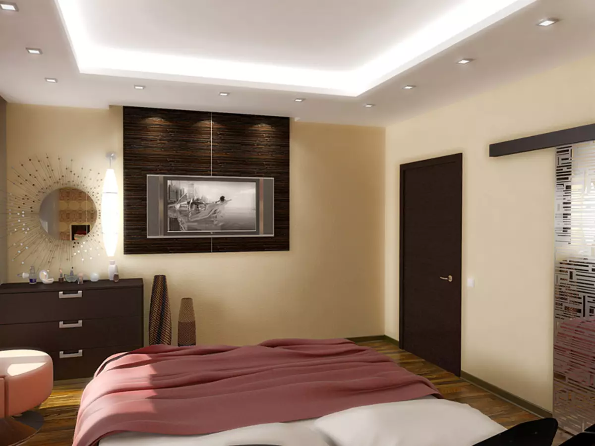 Спална соба дизајн (183 фотографии): идеи за внатрешен дизајн на спалната соба во станот, шик ексклузивни проекти проекти. Како да се украсуваат спална соба со текстил и необични додатоци? 190_104
