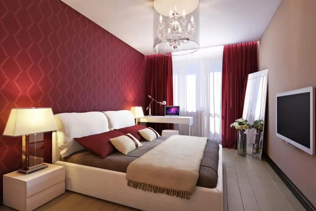 ベッドルームのデザイン（183枚の写真）：アパートでベッドルームのインテリアデザインのアイデア、シックな排他的なデザインプロジェクト。テキスタイルや珍しいアクセサリー付きベッドルームを飾るためにどのように？ 190_11