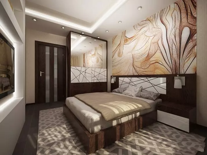 Dizajni i dhomës së gjumit (183 foto): Idetë e dizajnit të brendshëm të dhomës së gjumit në apartament, projekte të dizajnit ekskluziv elegant. Si të dekoroj një dhomë gjumi me tekstile dhe pajisje të pazakonta? 190_169