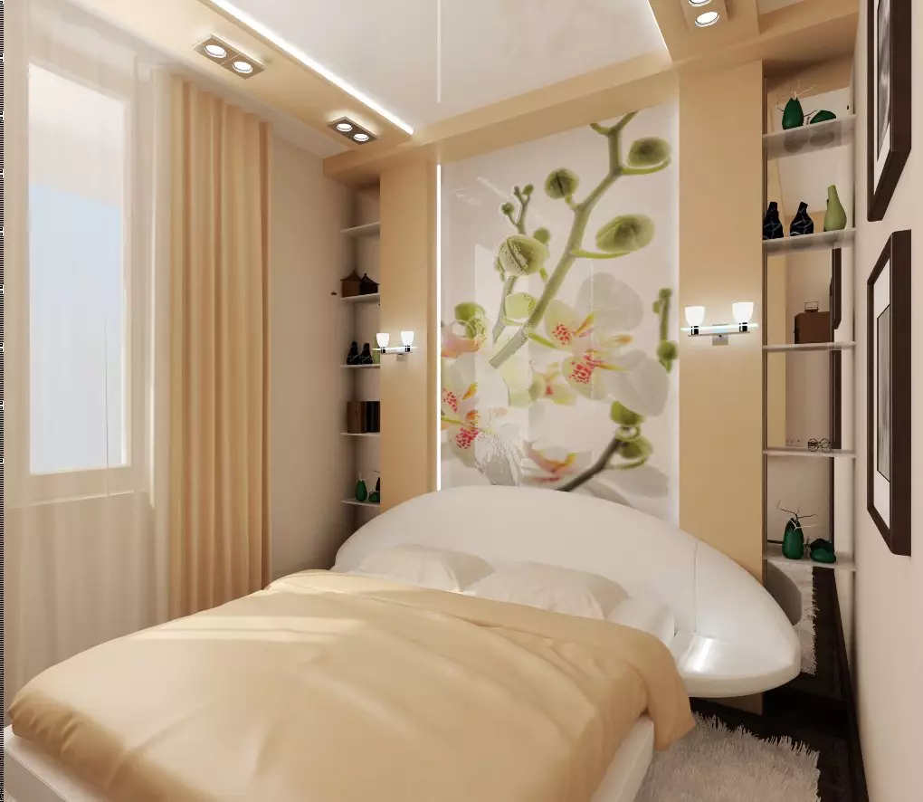 Dizajni i dhomës së gjumit (183 foto): Idetë e dizajnit të brendshëm të dhomës së gjumit në apartament, projekte të dizajnit ekskluziv elegant. Si të dekoroj një dhomë gjumi me tekstile dhe pajisje të pazakonta? 190_17