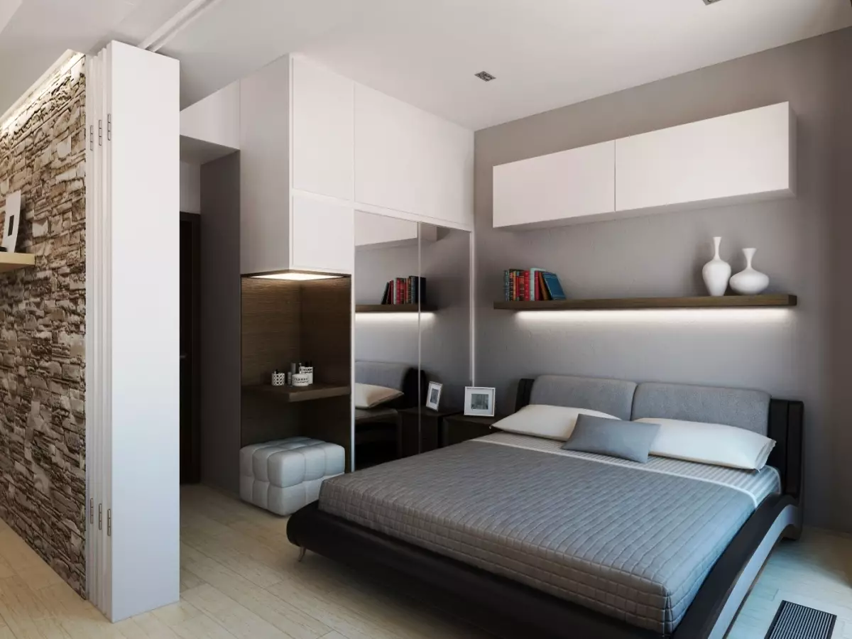 Guļamistabas dizains (183 fotogrāfijas): Guļamistabas interjera dizaina idejas dzīvoklī, šiks ekskluzīvi dizaina projekti. Kā izrotāt guļamistabu ar tekstilmateriāliem un neparastiem piederumiem? 190_22