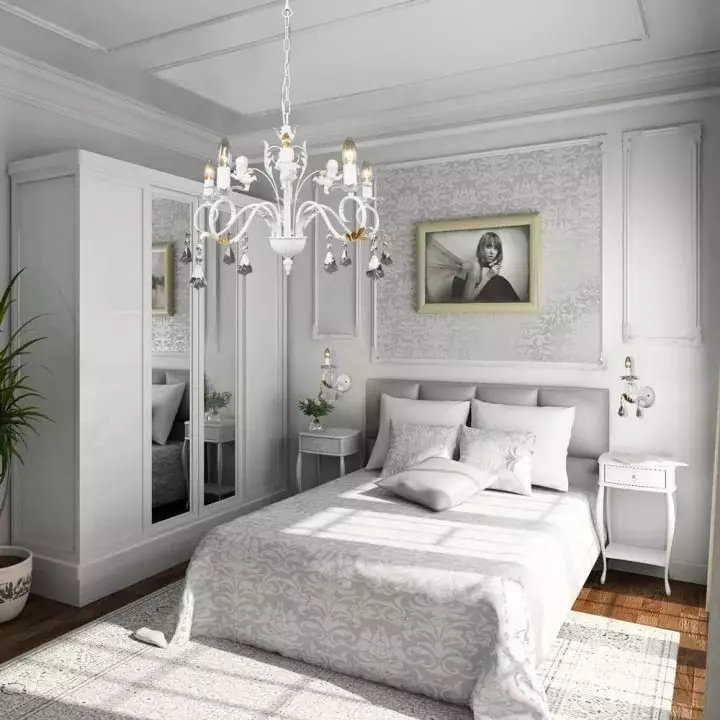 ベッドルームのデザイン（183枚の写真）：アパートでベッドルームのインテリアデザインのアイデア、シックな排他的なデザインプロジェクト。テキスタイルや珍しいアクセサリー付きベッドルームを飾るためにどのように？ 190_24