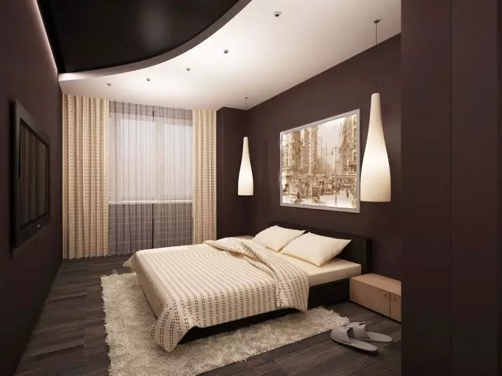 Guļamistabas dizains (183 fotogrāfijas): Guļamistabas interjera dizaina idejas dzīvoklī, šiks ekskluzīvi dizaina projekti. Kā izrotāt guļamistabu ar tekstilmateriāliem un neparastiem piederumiem? 190_94
