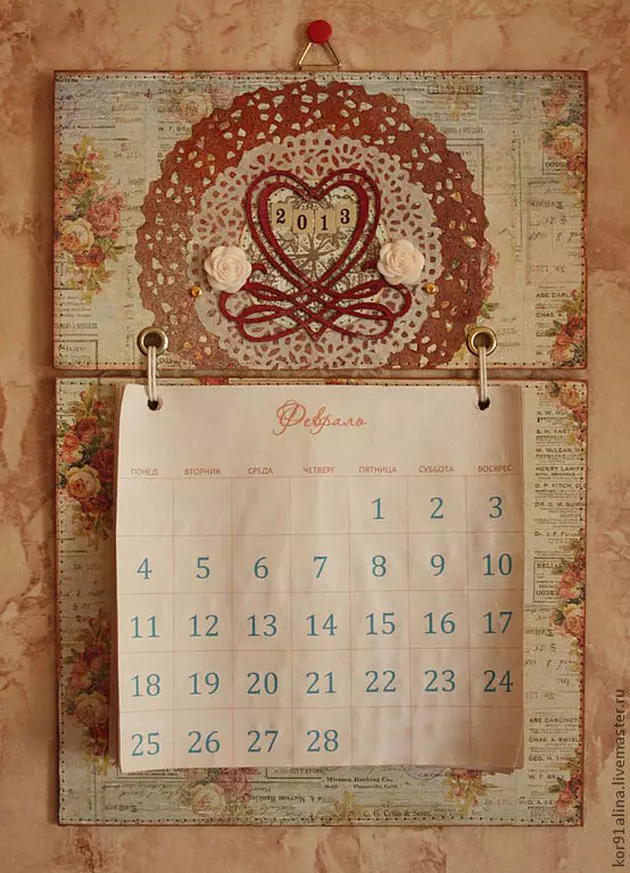 Calendari en la tècnica d'àlbum de retalls: Fem un calendari d'escriptori amb les seves pròpies mans, màster class per crear un calendari de cable a l'estil d'àlbum de retalls 19130_14