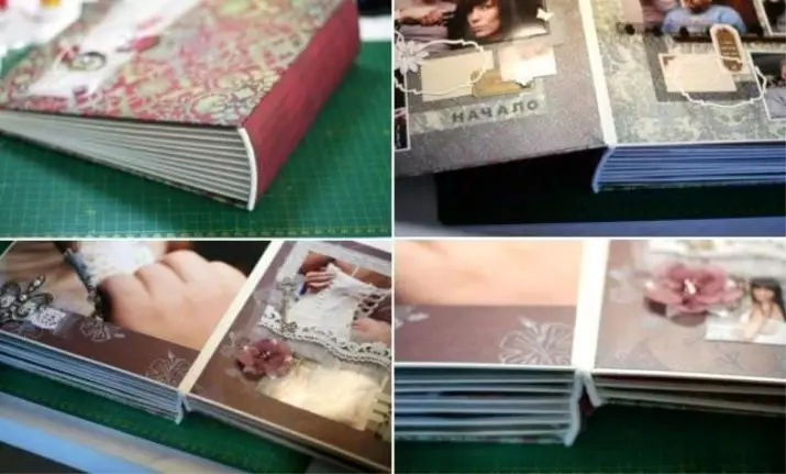 آلبوم در تکنیک Scrapbooking (71 عکس): کلاس های استاد گام به گام از صفحه آلبوم عکس برای مبتدیان. چگونه می توان از billets برای پوشش استفاده کرد؟ 19141_54