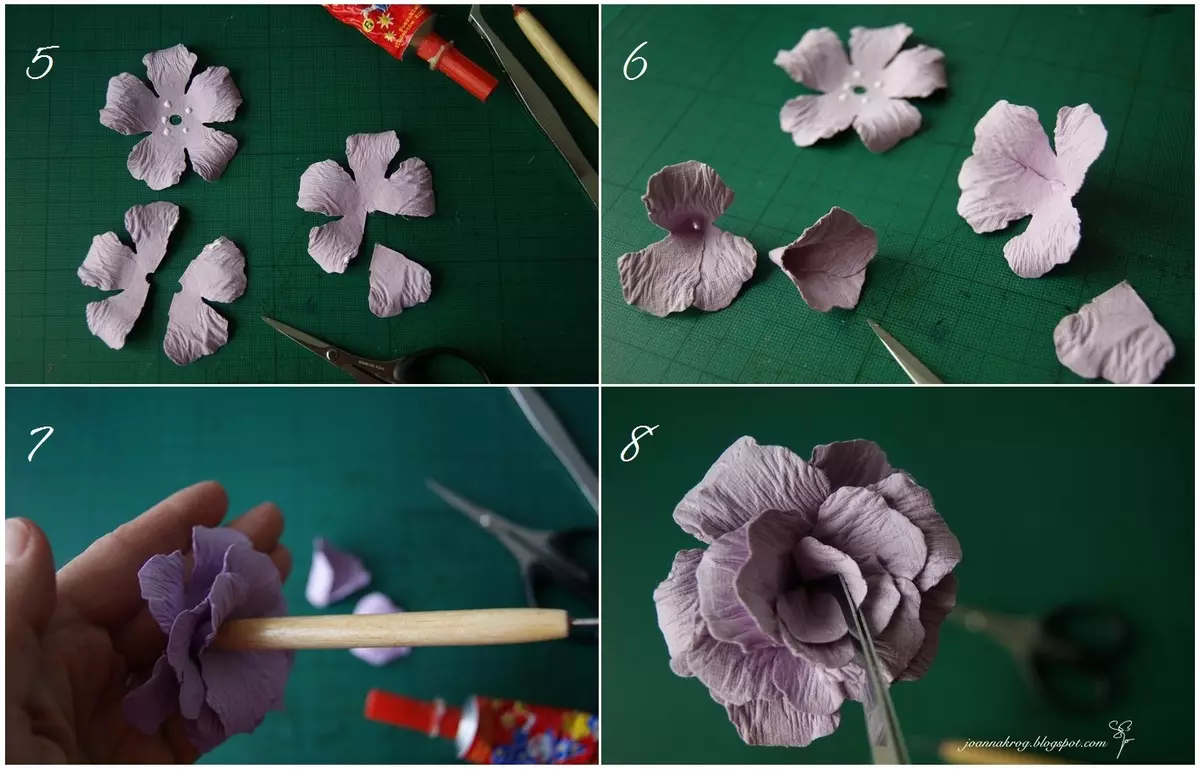 Virágok a scrapbooking a saját kezével: Mester osztály a papír létrehozása és kötött virágok a technikában a scrapbooking 19143_7