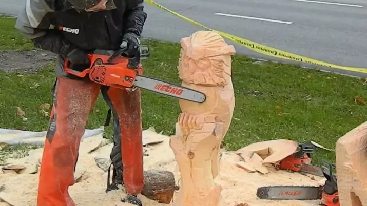 Kettingzaag houtsnijwerk: houten sculpturen voor beginners. Hoe de pilage van de beer en andere grote sculpturen, een eekhoorn en paddestoel te laten knippen? 19208_2