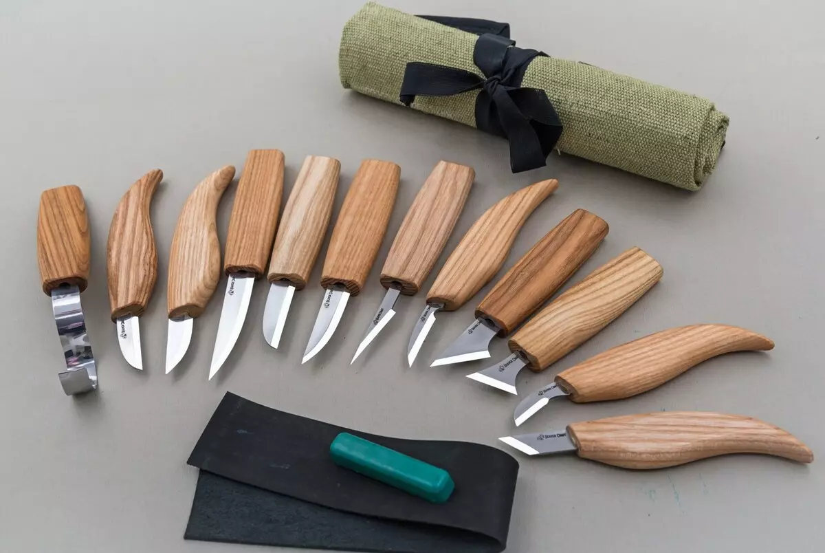 Coltelli Woodwood: tagliatori per intaglio manuale, stilare e coltello Bogorodsky, taglierina e altre specie. Dimensioni e forme 19223_23