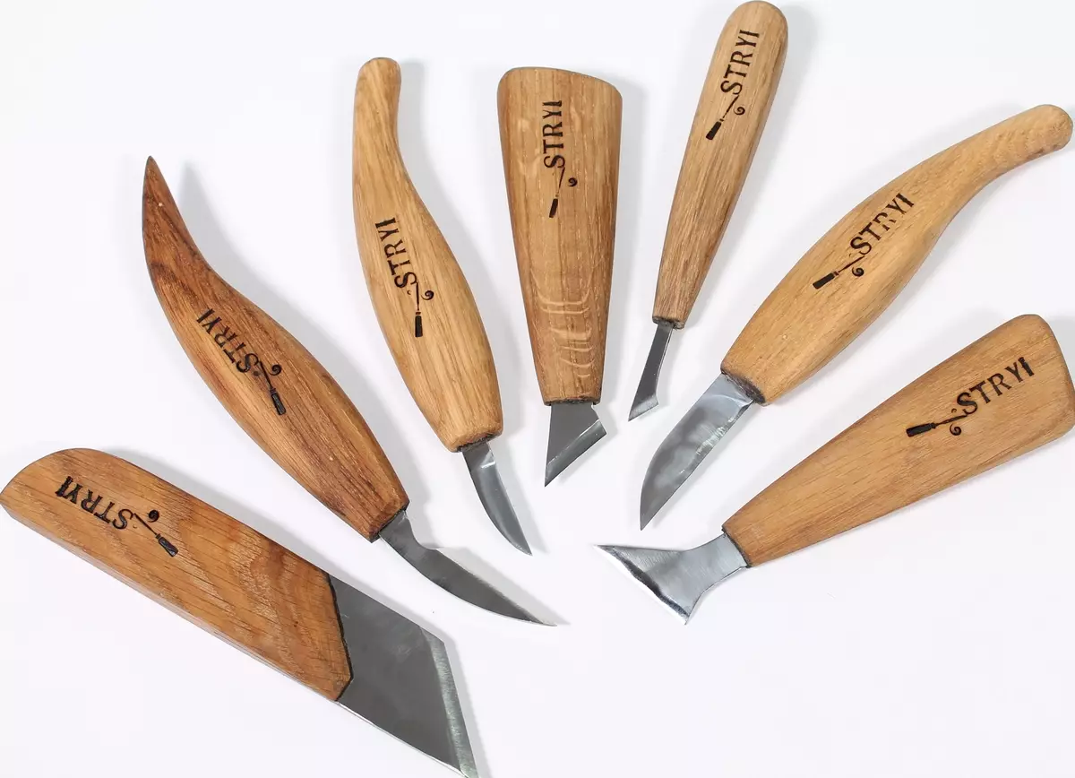 السكاكين Woodwood: قطع للنحت اليدوي، دعامة وBogorodsky سكين، مقص وغيرها من الأنواع. الأبعاد والنماذج 19223_4