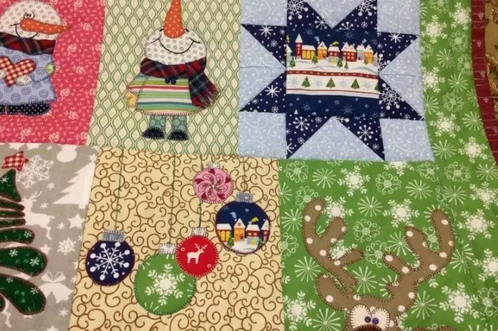 Novogodišnji patchwork: Ideje i sheme salveta, piće, ploče od patchwork tkanina, majstorski obrt iz patchworki 19278_11