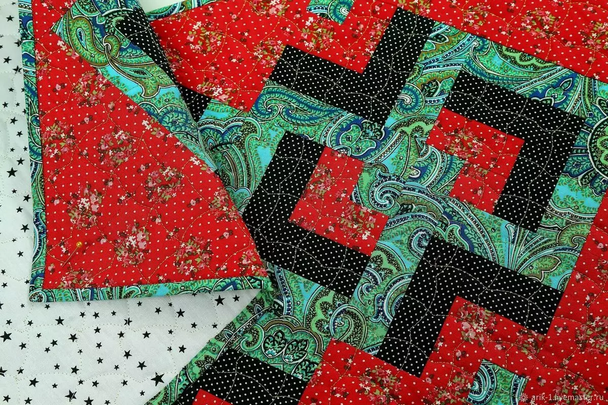 Novogodišnji patchwork: Ideje i sheme salveta, piće, ploče od patchwork tkanina, majstorski obrt iz patchworki 19278_6
