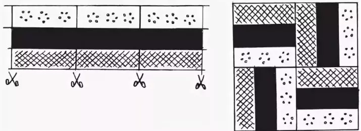 Bargello i Patchwork: Patchwork Syordninger, Ny stoffplassering tar, trinnvis master klasse for nybegynnere 19286_19