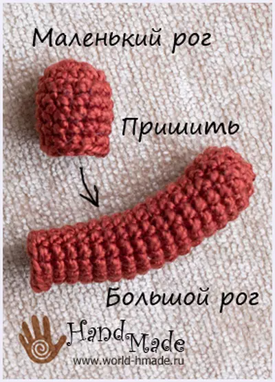 Mgbada na-eme: atụmatụ na nkọwapụta nke Crocheted Deared si na-adọta yarn otu esi emekọ isi ihe egwuru egwu Afọ Ọhụrụ, Master 19345_8