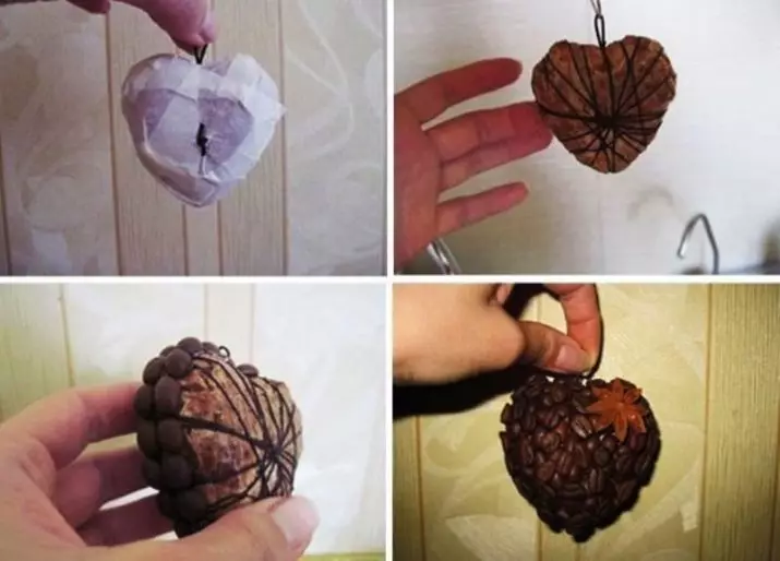 Topie v obliki srca iz kave: Drevo kavne zrnice v obliki srca z lastnimi rokami, glavnim magistem po korakih 19369_4