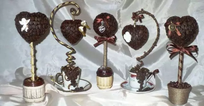 Topicia a forma di cuore dal caffè: un albero di chicchi di caffè sotto forma di un cuore con le loro stesse mani, master class passo-passo 19369_5