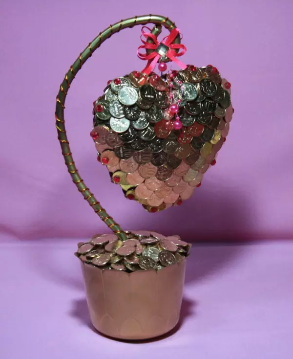 Topiary dari duit syiling (44 gambar): Kami membuat kopi dan duit syiling dari bijirin dengan tangan anda sendiri, kelas induk langkah demi langkah lain 19378_8