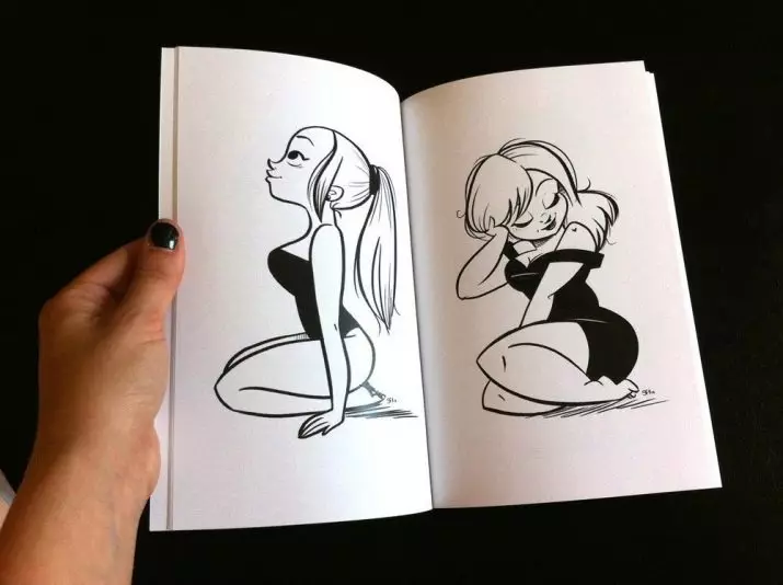 Zdjęcia dziewcząt dla szkicownika: markery i ołówek. Jak łatwo rysować twarz i ciało w pełnym wzrostu? Pomysły pozuje, piękne przykłady 19429_32