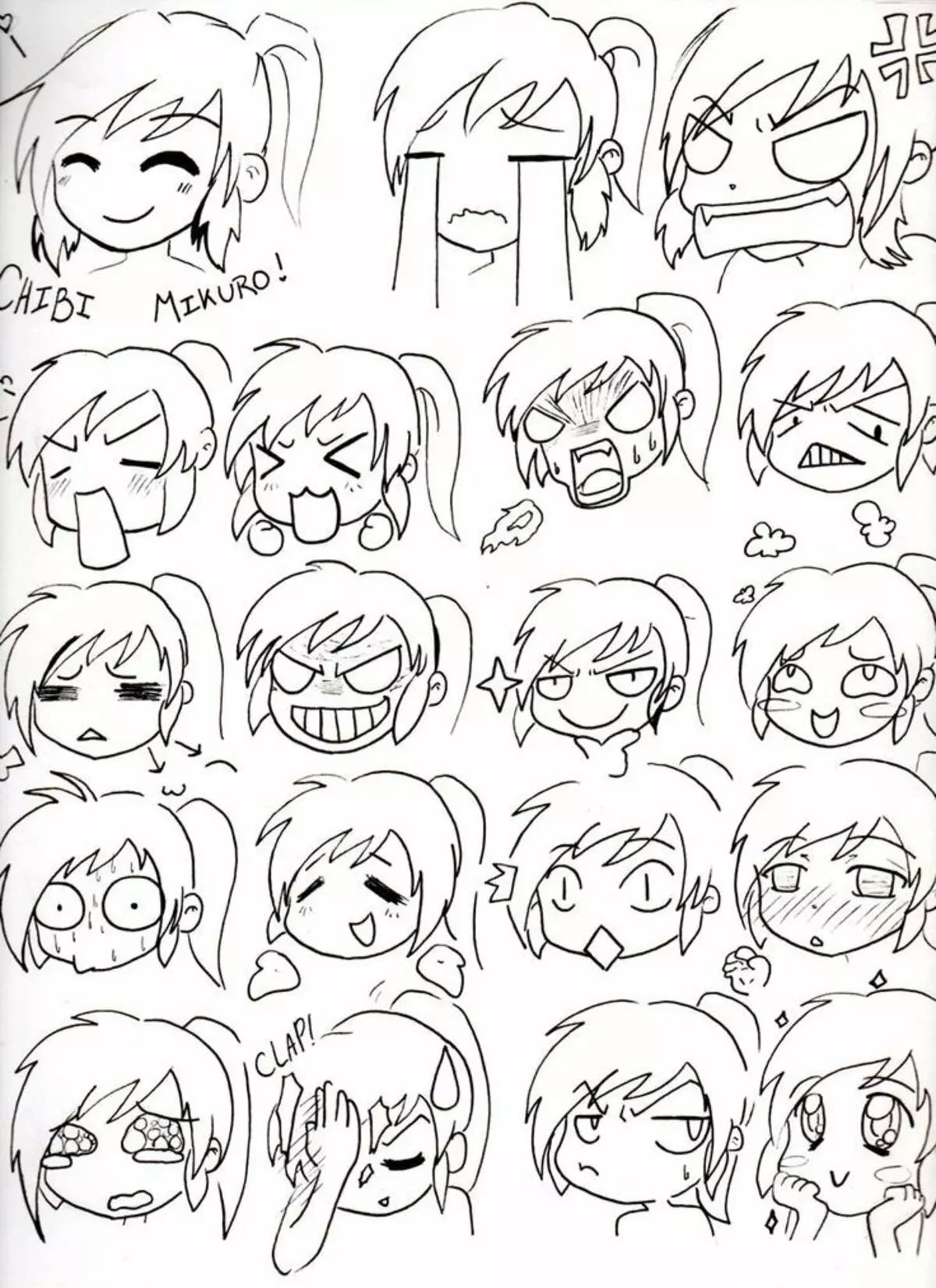 Schetsen in anime-stijl: lichte tekeningen voor een schetsboek. Meisje markeringen en andere ideeën, tekening ogen en lichaam, handen en gezicht met een potlood 19440_19