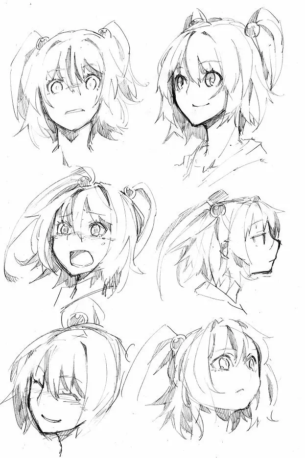 Náčrty v anime štýle: ľahké kresby pre skicár. Dievča značky a iné nápady, kreslenie očí a tela, ruky a tvár s ceruzkou 19440_20