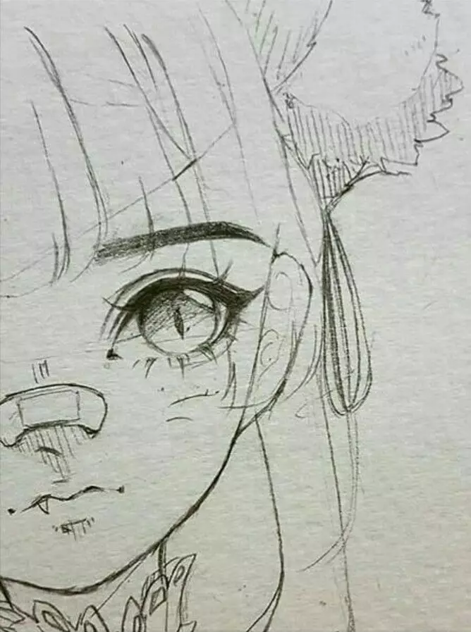Schetsen in anime-stijl: lichte tekeningen voor een schetsboek. Meisje markeringen en andere ideeën, tekening ogen en lichaam, handen en gezicht met een potlood 19440_24