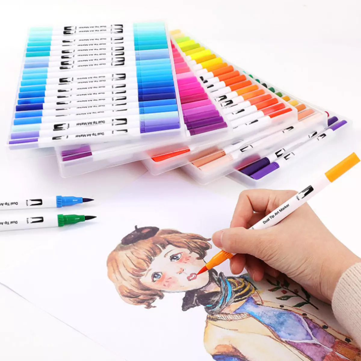 Mazari markører for sketching: Fantasia Watercolor markører setter for 60 og 120 farger, deres tanking og palett. Anmeldelse Anmeldelser 19446_14