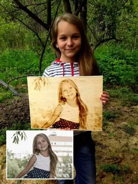 Retratos ardientes (24 fotos): ¿Cómo quemar un retrato en la foto con tus propias manos en el árbol? Características de las pinturas chamuscadas. 19500_4