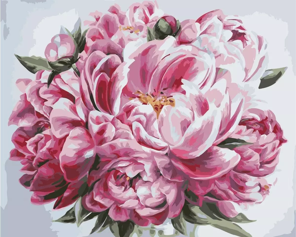 Stampi b'numri ma 'peonies: 