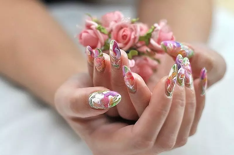 Manicure: O que é isso? Escolha um belo design de unhas nas mãos para mulheres. Como fazer unhas em um tom com um sprinkler e pulverização? 197_165
