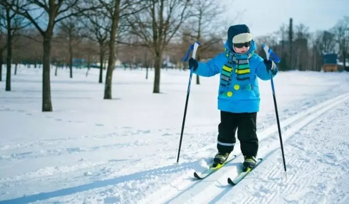 Bermain ski untuk anak-anak 7-8 tahun: Bagaimana cara memilih ski anak-anak dengan sepatu dan tanpa? Bagaimana cara memilih mereka untuk pergi ke sekolah? Pilih ski kayu atau plastik? 20215_2