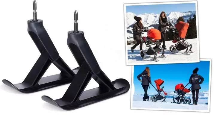 Skiën voor kinderwagen: pads op de wielen van een kinderwagen voor de winter, mini-ski's op de voorwielen en sets van 4 stuks., Tips om te kiezen 20237_5