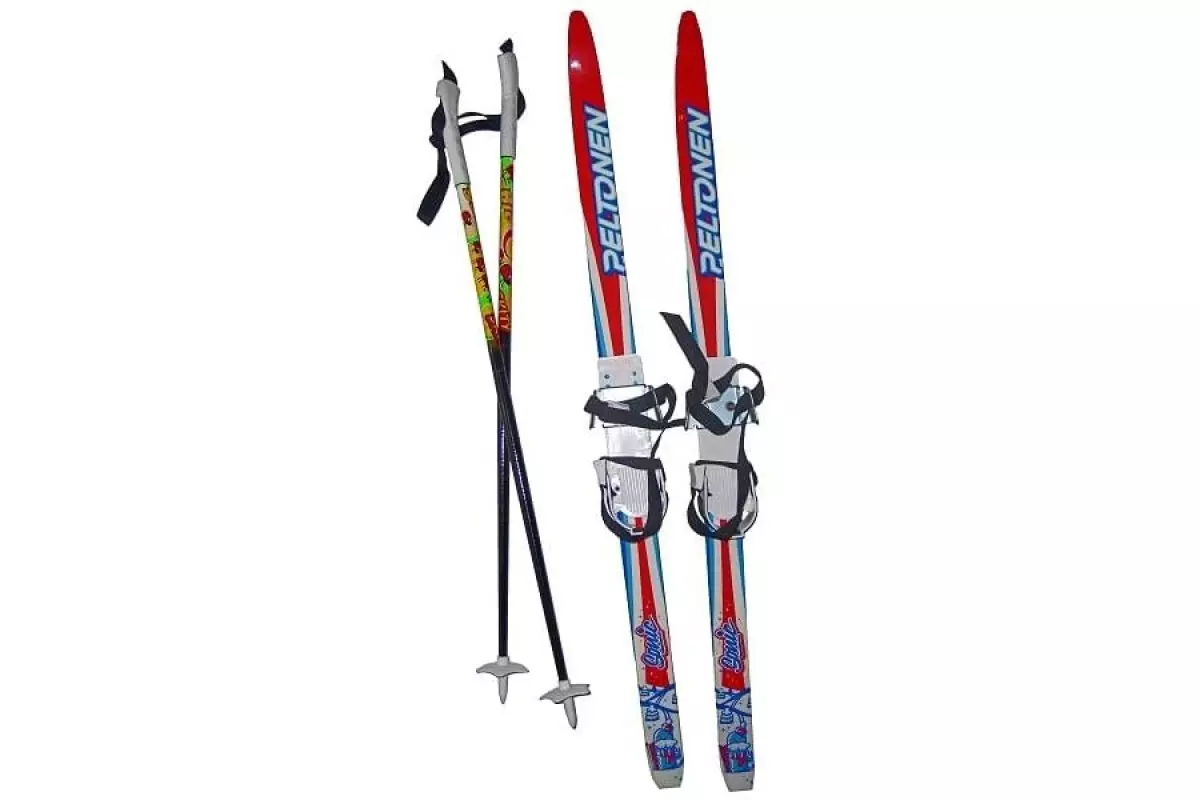 Ски СтК: Вклучување на детските пластични скии и други, ски стапови од производителот. Ски комплети со прицврстување на кабел, преглед на преглед 20253_3