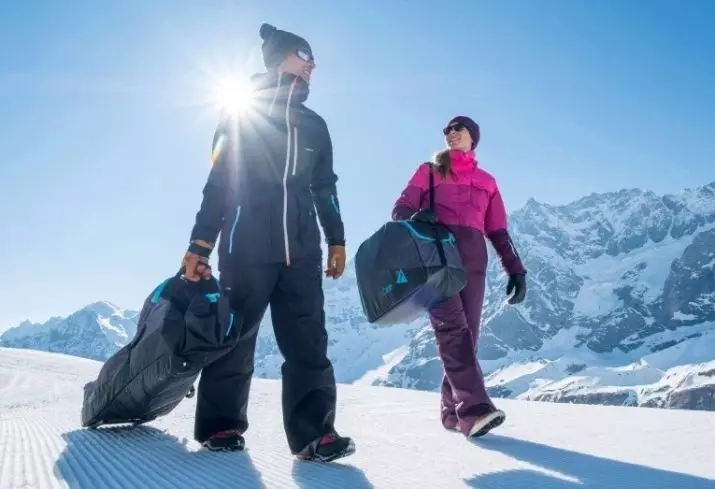 Tutup snowboard: ing roda lan tas sing kalebu, tas ransel ditutup. Kepiye cara milih sikil snowboard? Neoprene Snowboard lan model liyane 20278_18