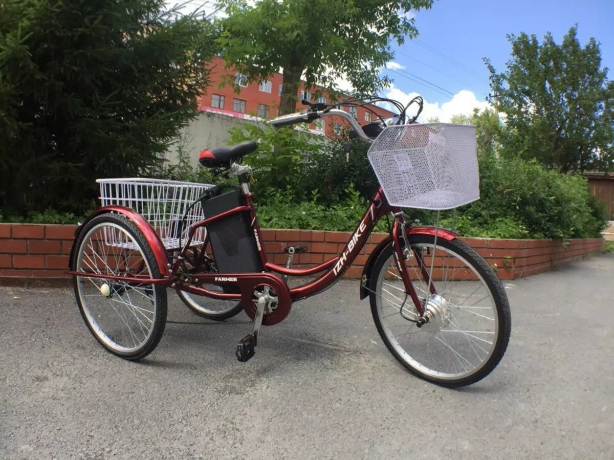 Bicicletas Izh-Bike: descrición da bicicleta de tres rodas de bicicletas para adultos de 24 pulgadas e bicicletas eléctricas, outros modelos. Comentarios 20392_7