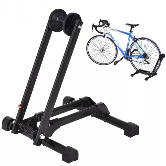 Polkupyörän seisoma: ulkokäyttöinen polkupyörän teline takapyörän alla, pystysuora kiinnike pyöräilyn ylläpitoon ja varastointiin 20422_3