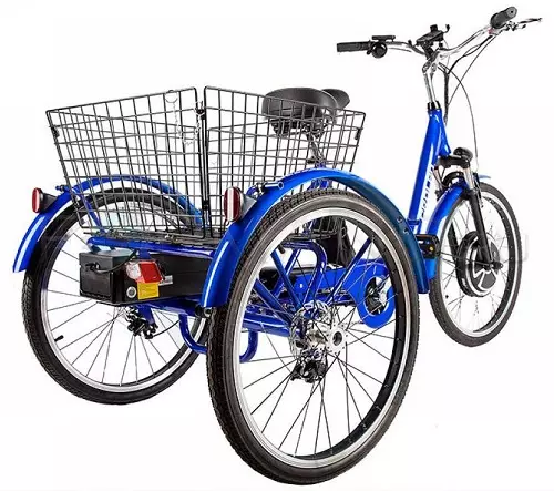 Възрастни триколесни електрически велосипеди: преглед на моделите на велосипеди с електрически задвижващи, плюсовете и минусите на електрически 3-колесни велосипеди 20515_5