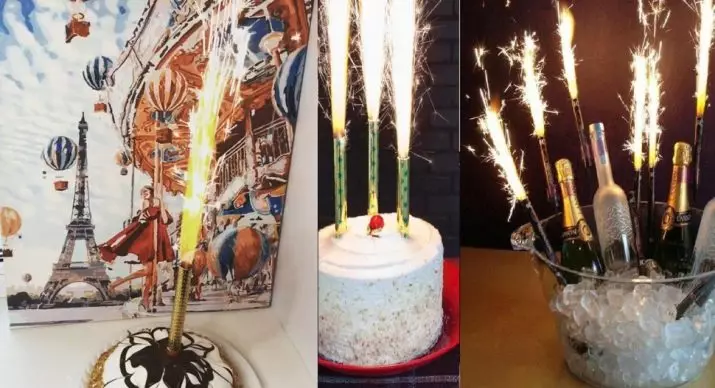Žvakės-fontanas tortas: kaip šviesos fejerverkai ar Bengalijos gimtadienio šviesos? Atsargumo priemonės 20690_13