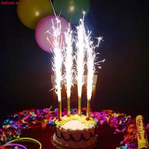 Žvakės-fontanas tortas: kaip šviesos fejerverkai ar Bengalijos gimtadienio šviesos? Atsargumo priemonės 20690_4
