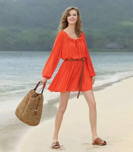 Ամառային լողափ նարնջագույն զգեստ