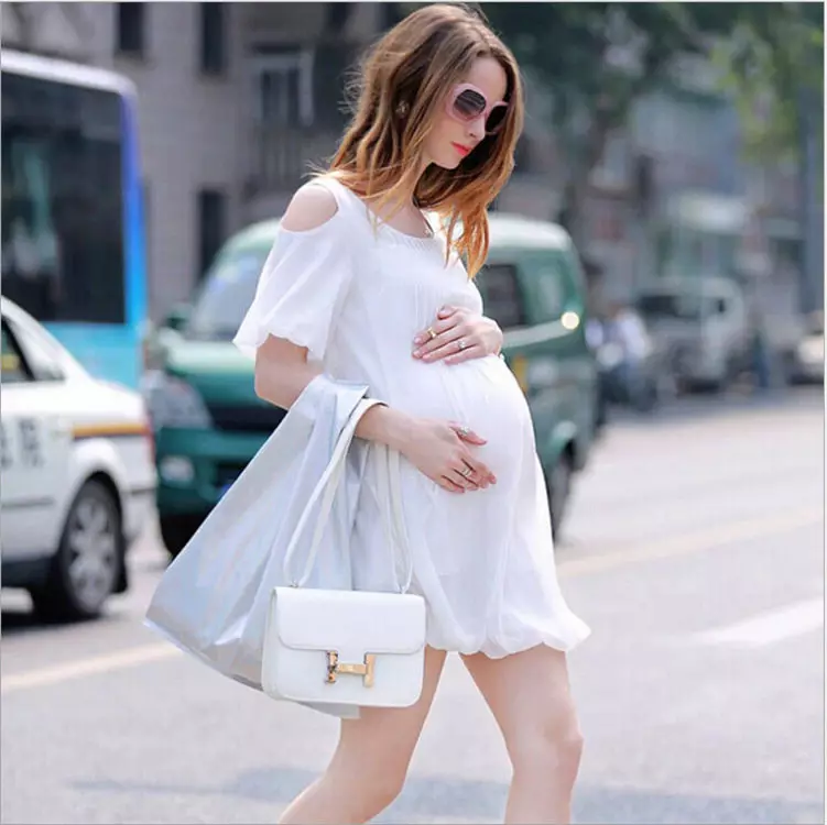 Rochie de vară pentru femeile însărcinate cu mâneci