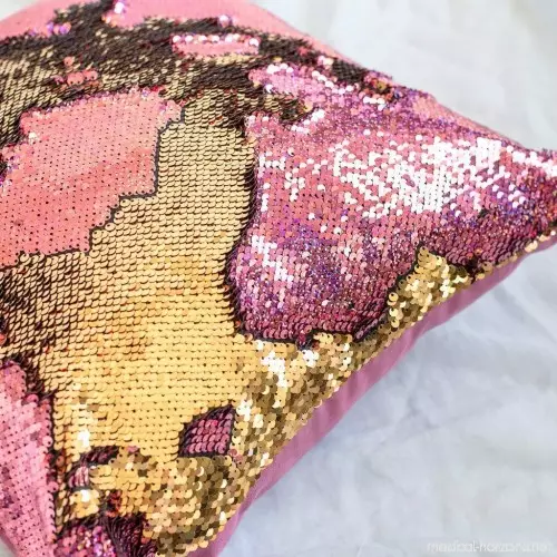 Awọn irọri pẹlu awọn sequins (awọn fọto 22): Awọn ẹgbẹ ti o han ati awọn irọri ti ohun ọṣọ ti ọṣọ. Nibo ati bi o ṣe le lo? 20720_13