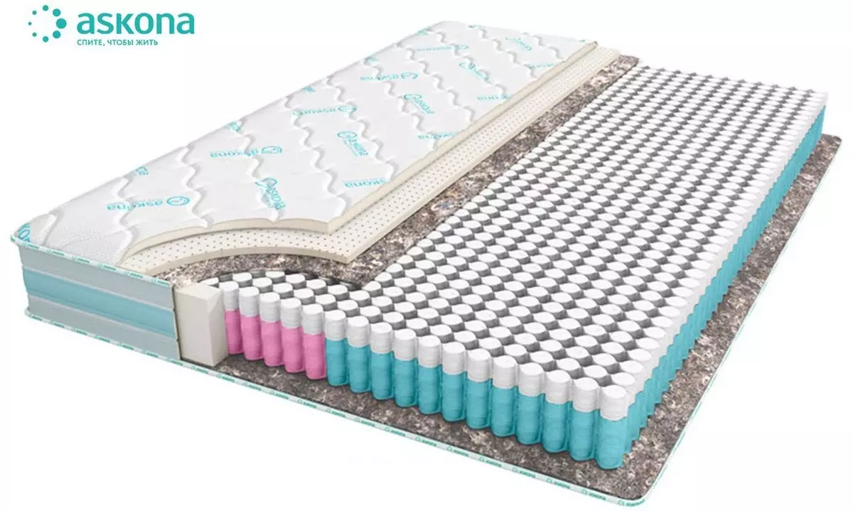 Askona mattresses (48 ફોટા): ઓર્થોપેડિક ગાદલા 160x200, 180x200 અને 140x200, બાળકો અને પુખ્ત ગાદલા, જ્વાળાઓ અને વસંત, ગ્રાહક સમીક્ષાઓ 20743_47