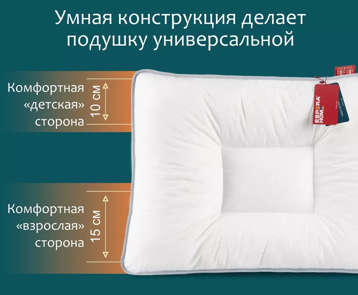 Esera Home Pillows: Анатомал, эс тутум жана латекс эффект, башка жаздыктар, сын-пикирлер 20749_12