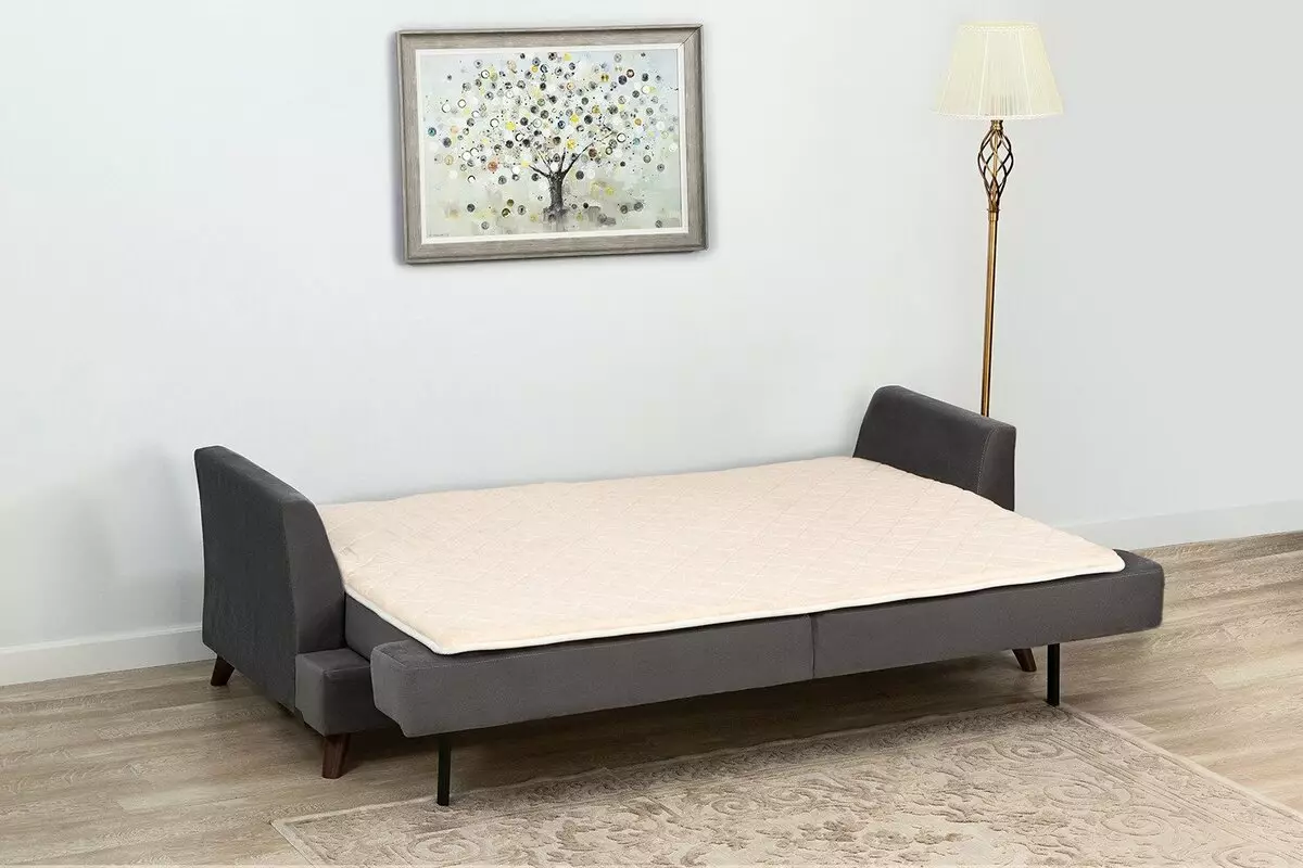 Topper dyshek në divan: 160x200 dhe 140x200, 80x200 dhe madhësi të tjera. Cfare eshte? Toppers lartë. Dyshekë latex ortopedike dhe lloje të tjera. Si t'i zgjidhni ato? 20773_4